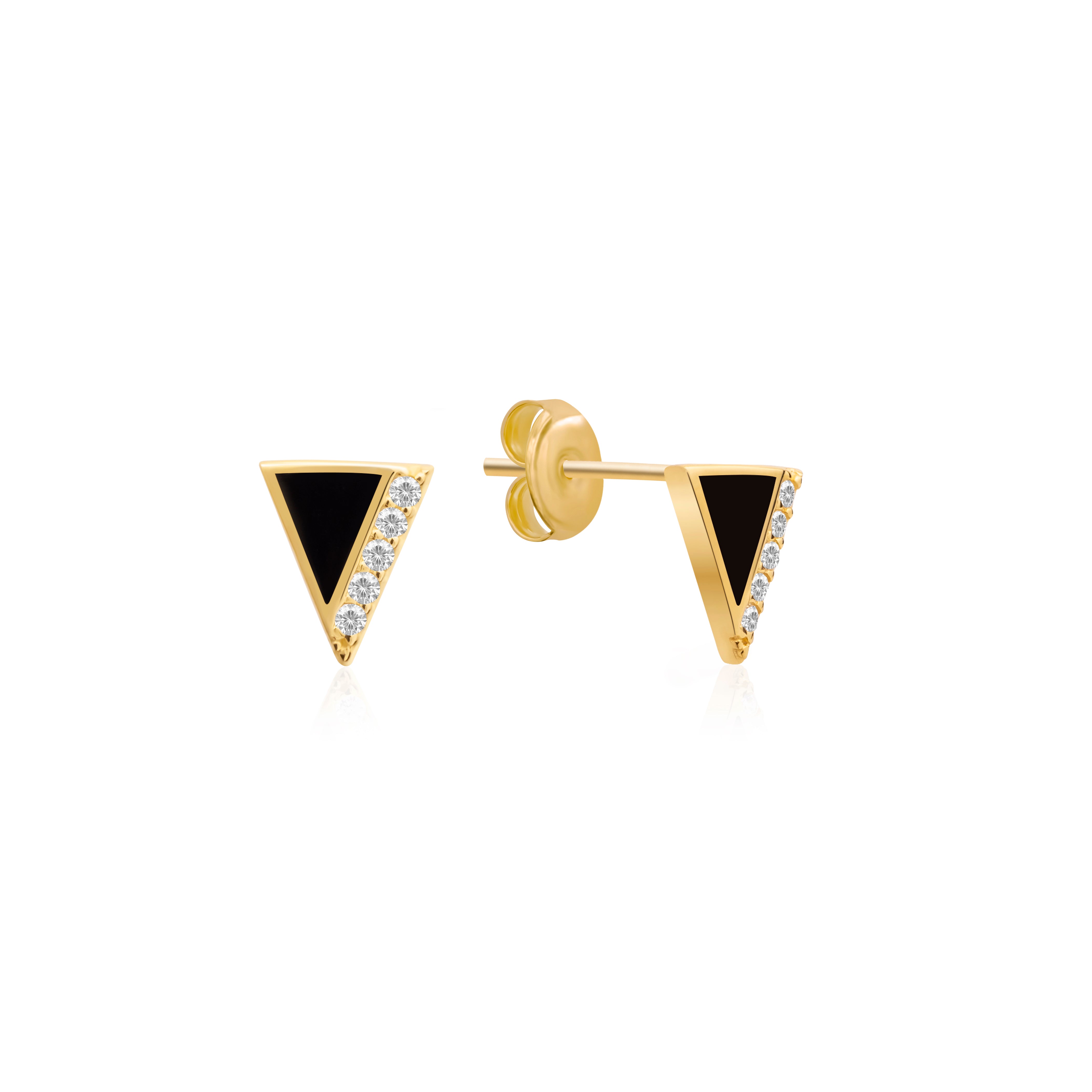 Tiny Onyx Triangle Studs