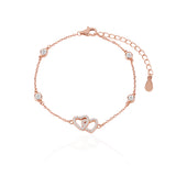 Interlocked Hearts Bezel CZ Bracelet