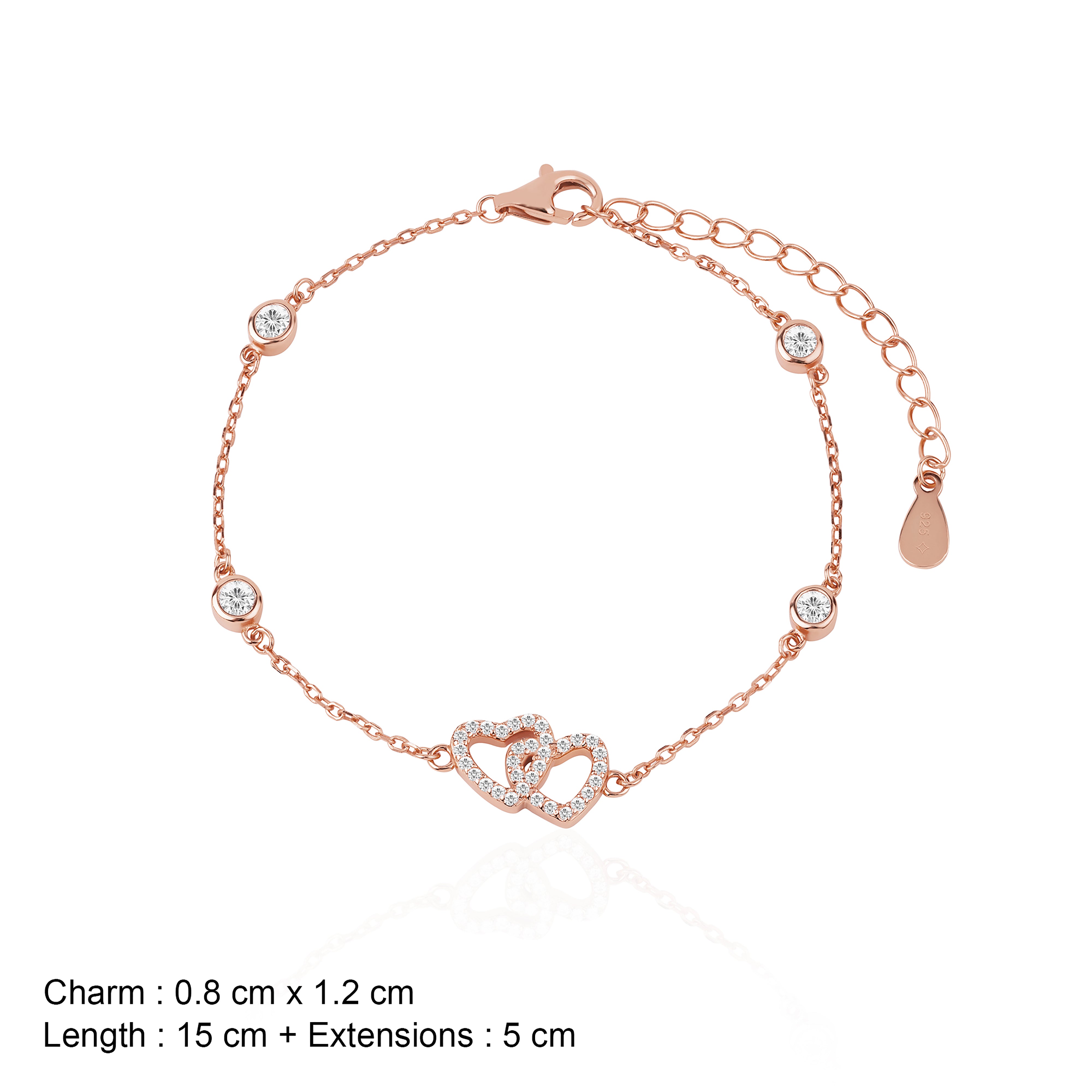 Interlocked Hearts Bezel CZ Bracelet