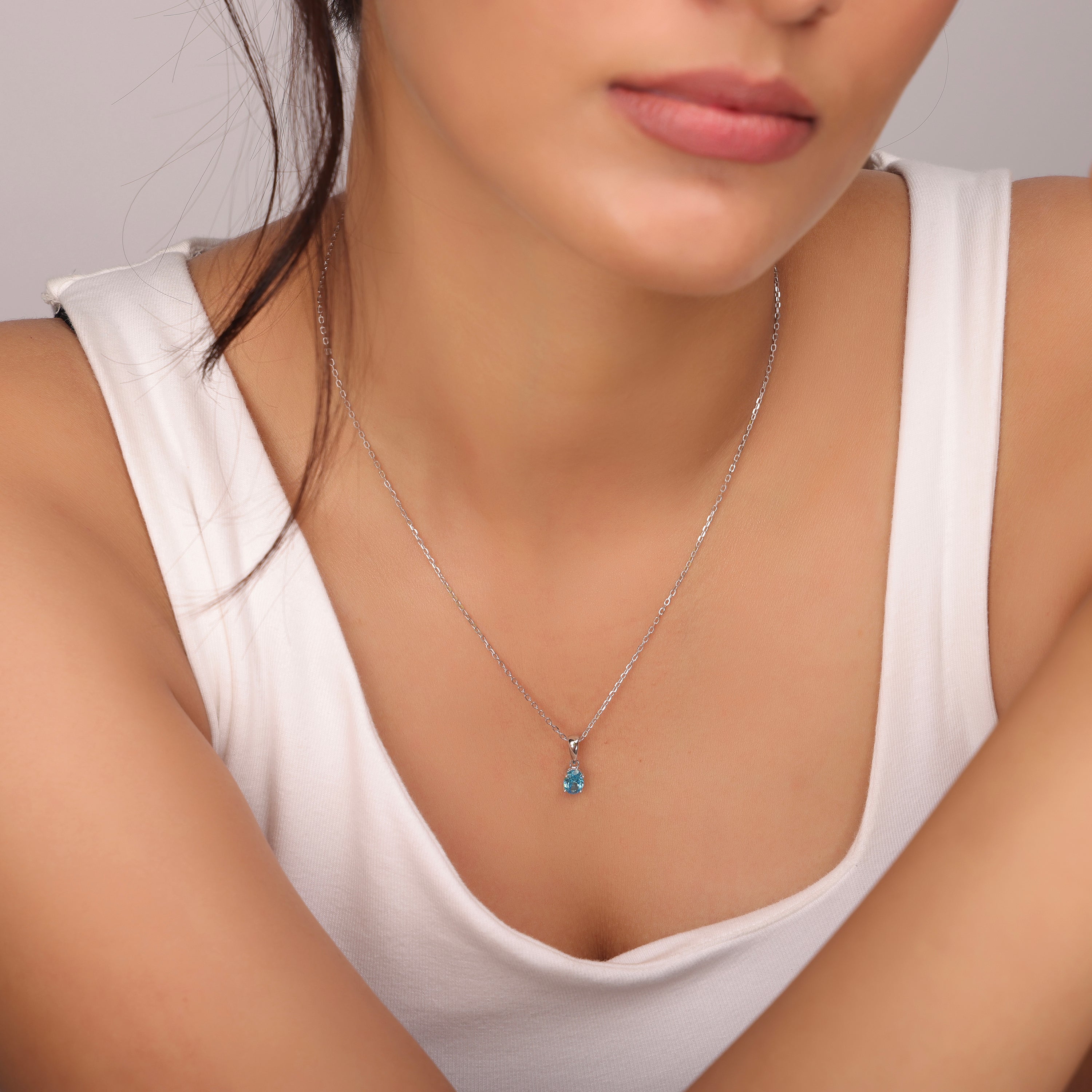 Serene Blue Topaz CZ Necklace